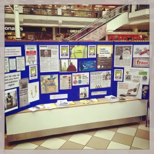 Citizens Advice scam awareness stall set up at Middleton Grange Shopping Centre